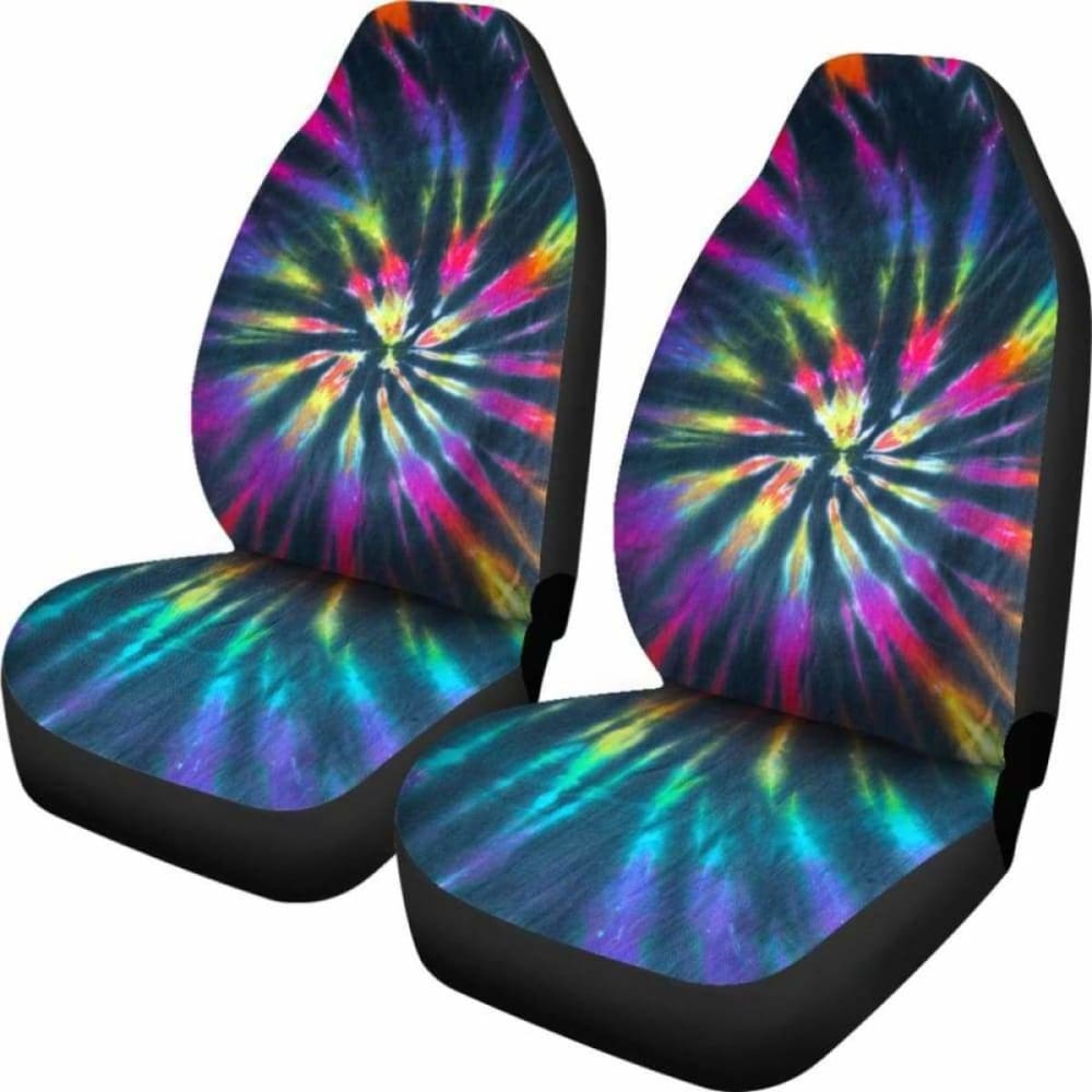Colorful Neon Tie Dye Print Car Seat Covers