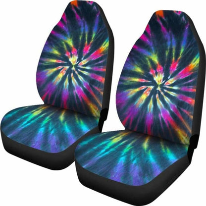 Colorful Neon Tie Dye Print Car Seat Covers