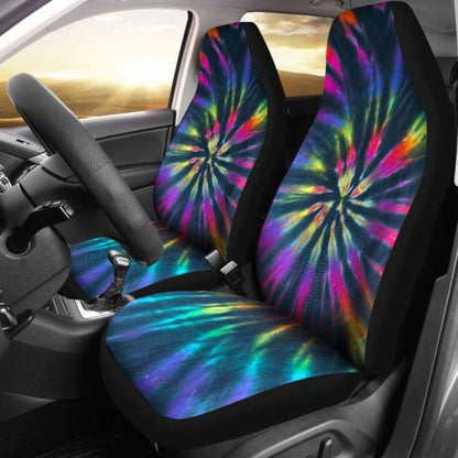 Colorful Neon Tie Dye Print Car Seat Covers
