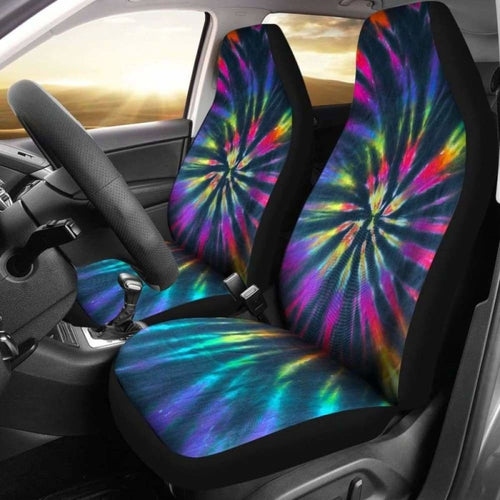 Colorful Neon Tie Dye Print Car Seat Covers