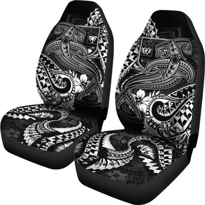 Fiji Car Seat Covers  - White Shark Polynesian Tattoo -