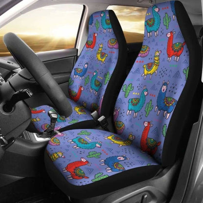 Periwinkle Blue With Llamas Car Seat Covers