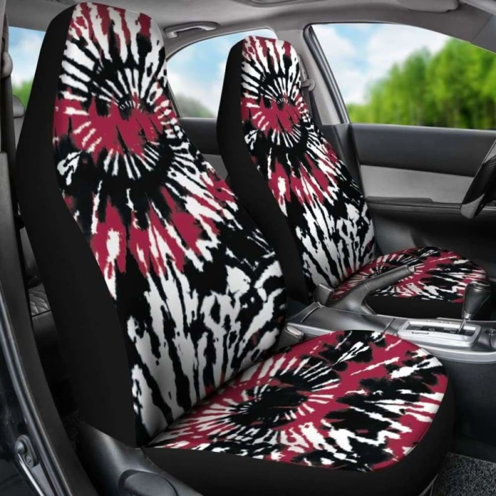 Red White Black Tie Dye Abstract Car Seat Covers