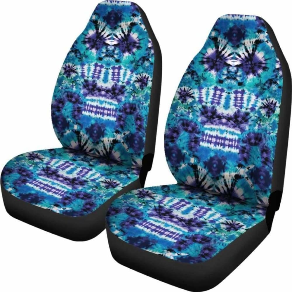 Teal, Purple And Blue Tie Dye Car Seat Covers