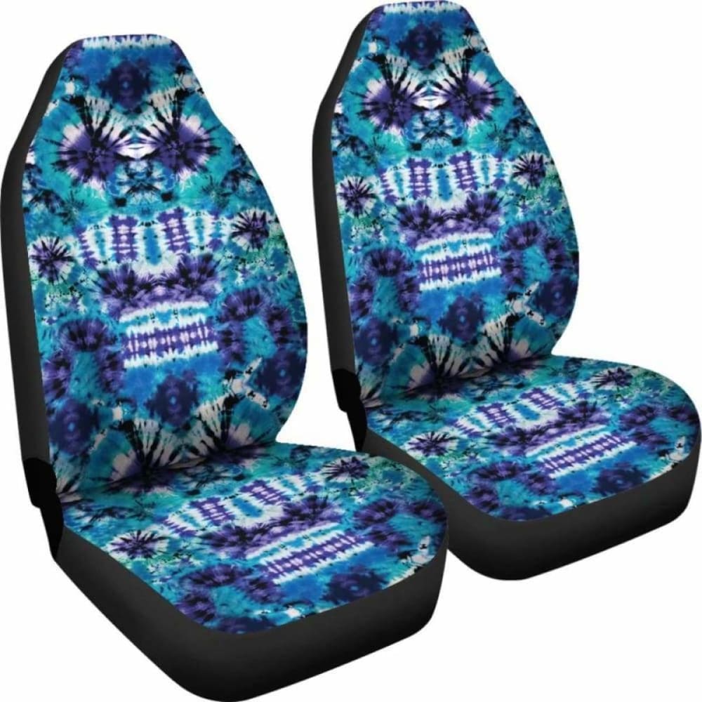 Teal, Purple And Blue Tie Dye Car Seat Covers