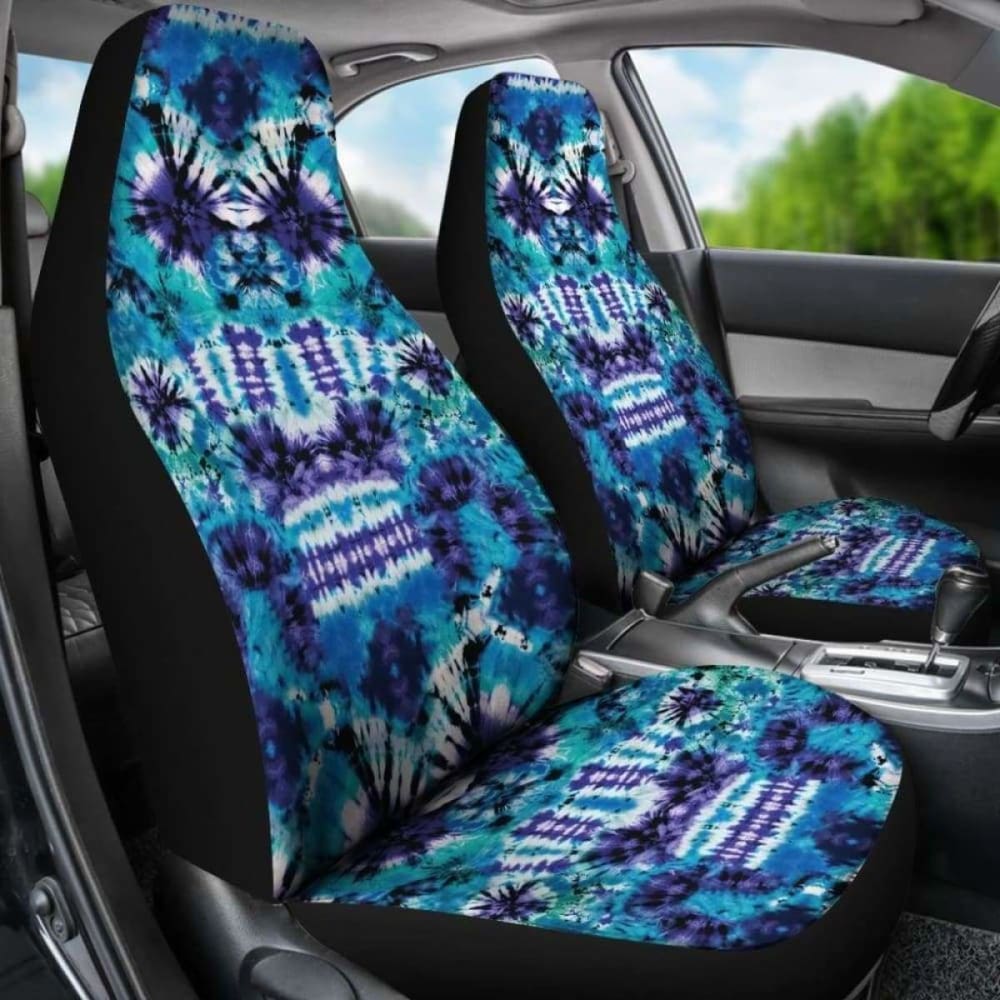 Teal, Purple And Blue Tie Dye Car Seat Covers
