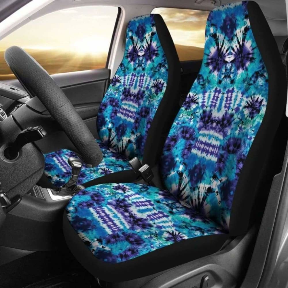Teal, Purple And Blue Tie Dye Car Seat Covers
