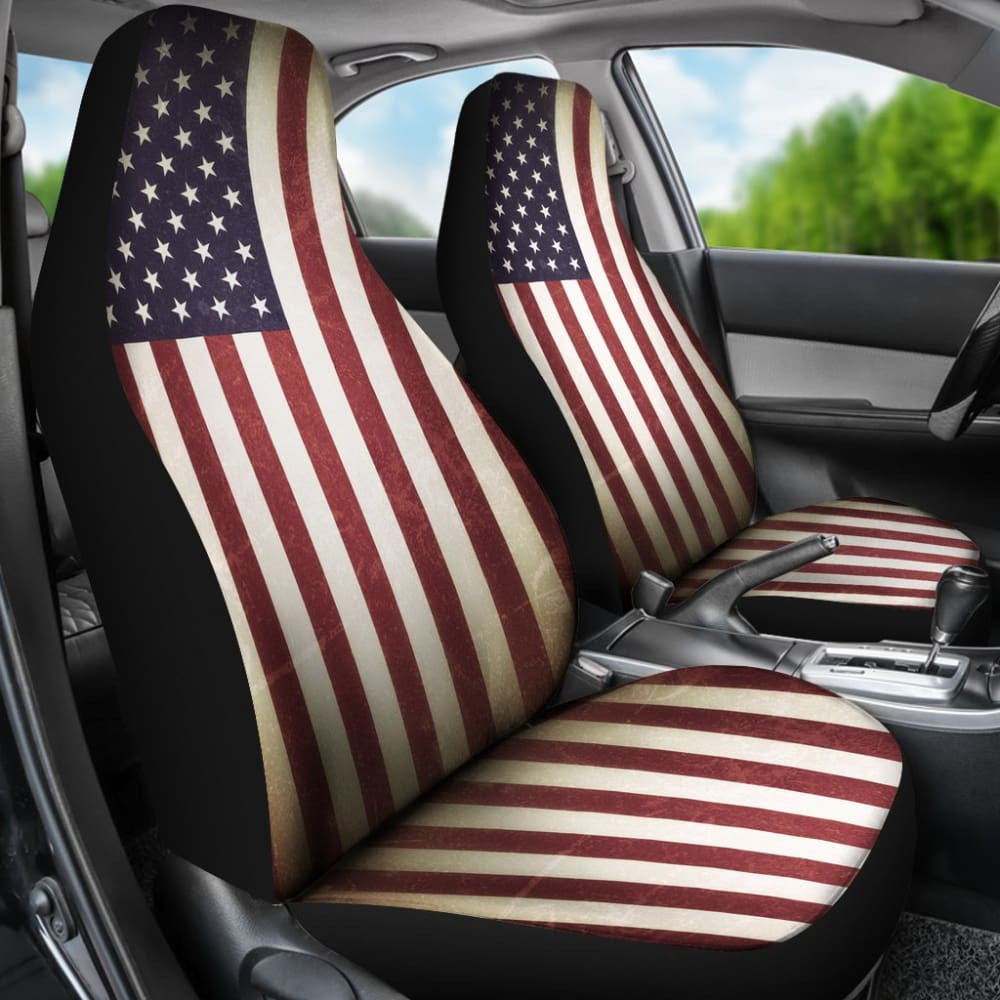 Vintage Style USA Flag Car Seat Covers