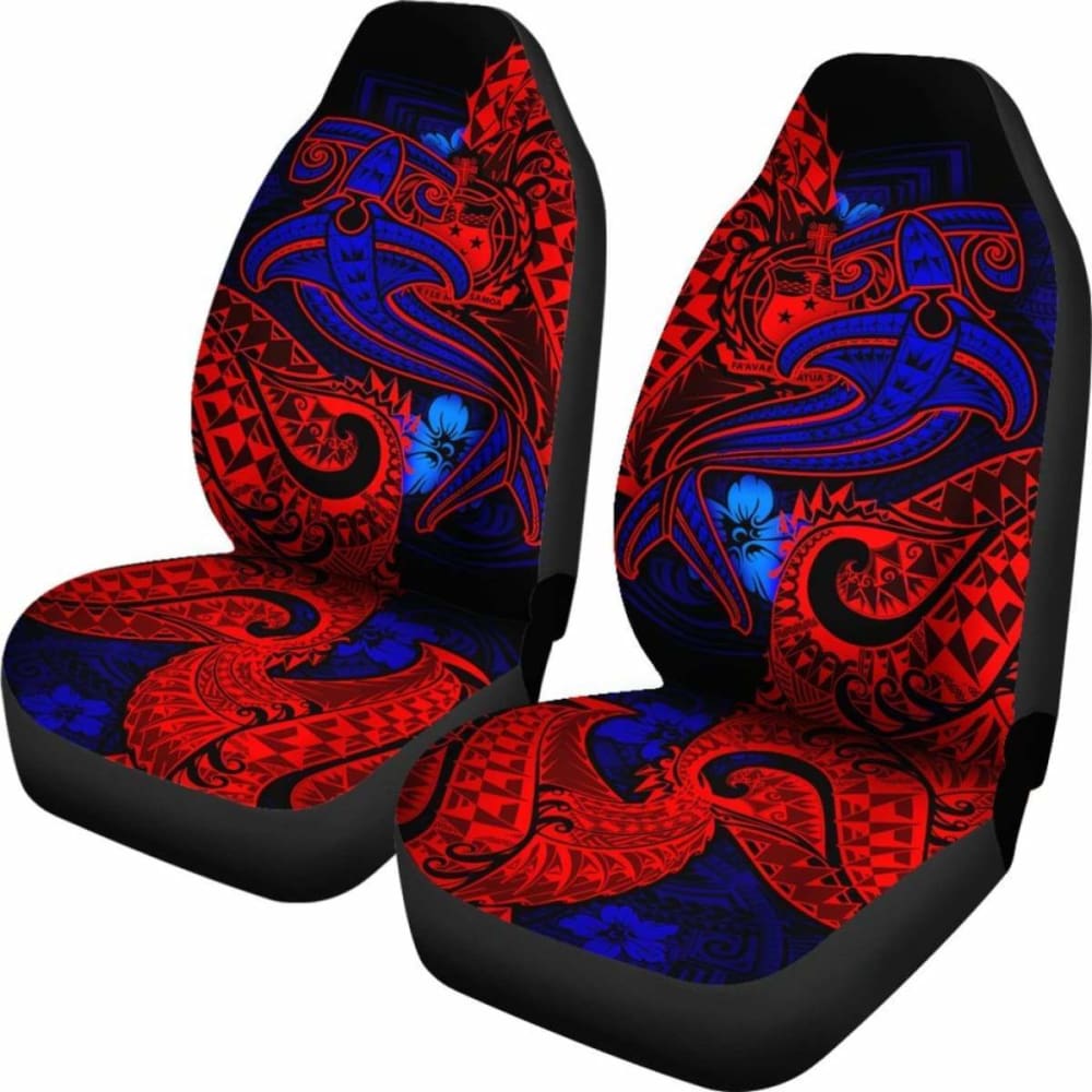 Samoa Car Seat Covers - Blue Shark Polynesian Tattoo -