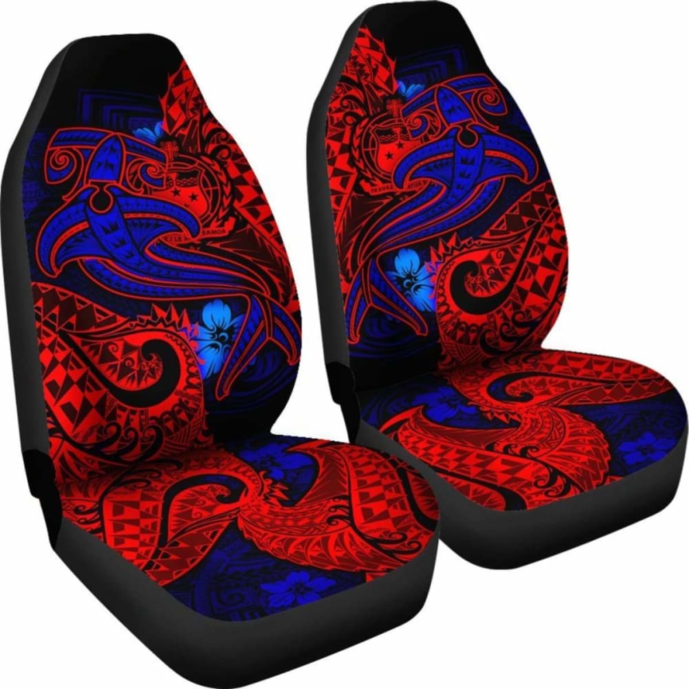 Samoa Car Seat Covers - Blue Shark Polynesian Tattoo -