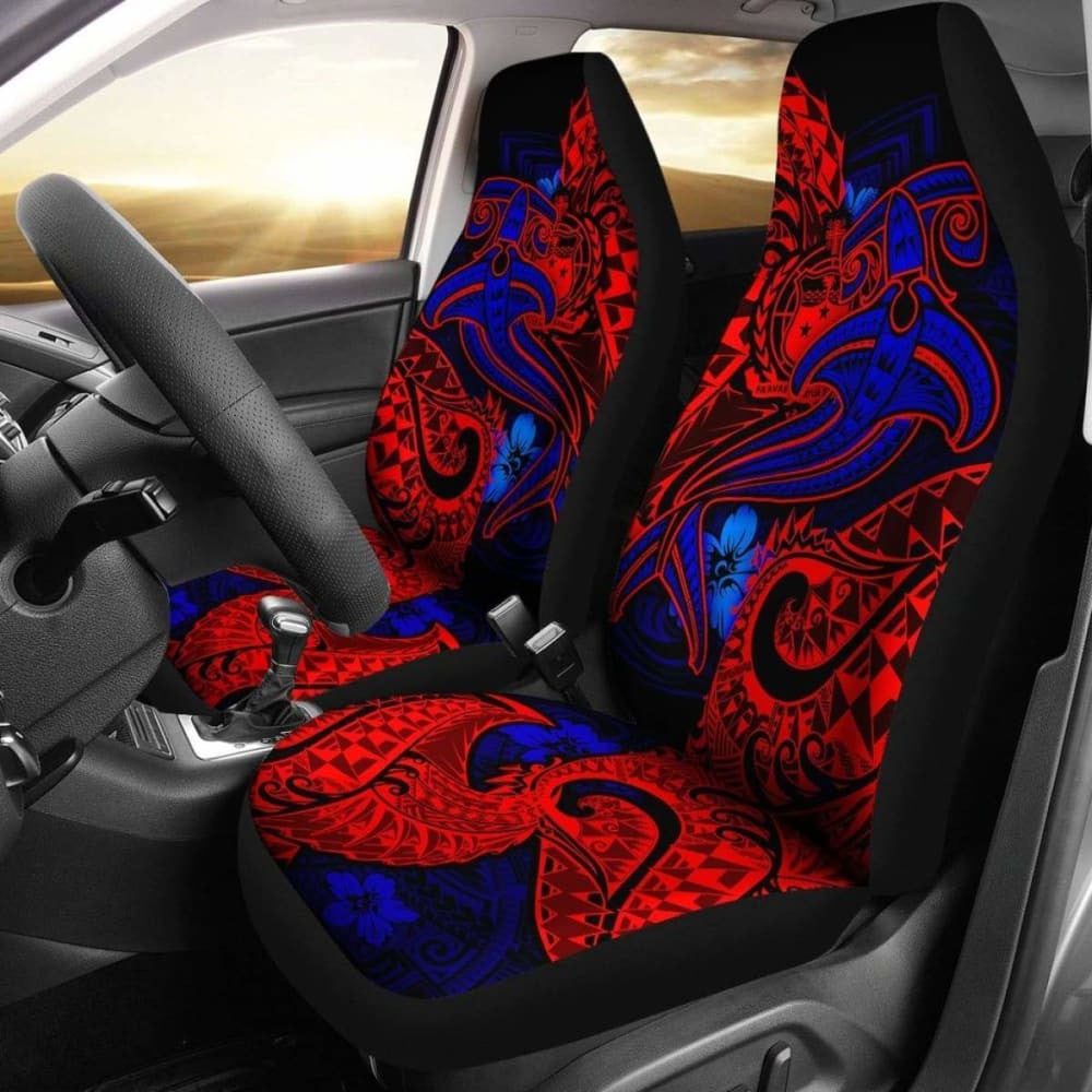 Samoa Car Seat Covers - Blue Shark Polynesian Tattoo -
