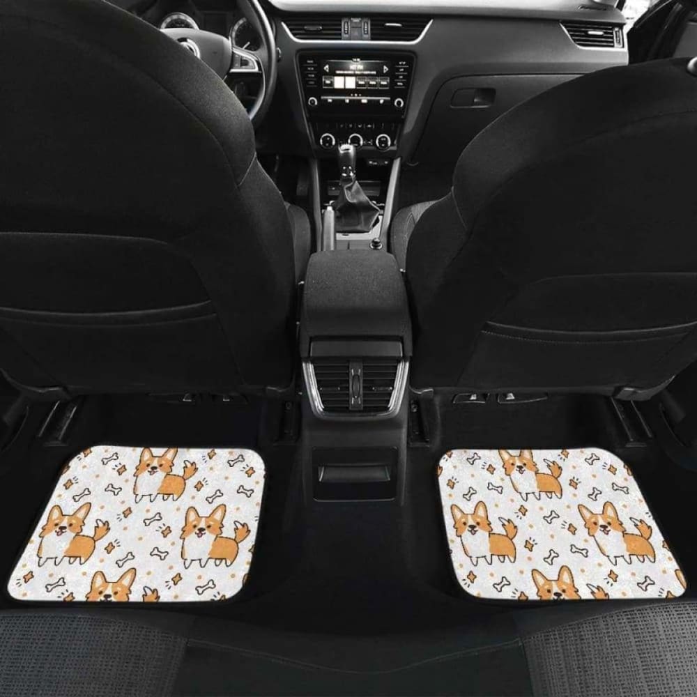 Cute Corgi Heart Star Bone Pattern Front And Back Car Mats
