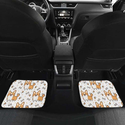 Cute Corgi Heart Star Bone Pattern Front And Back Car Mats
