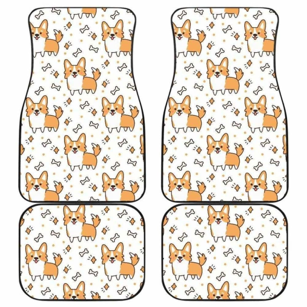 Cute Corgi Heart Star Bone Pattern Front And Back Car Mats