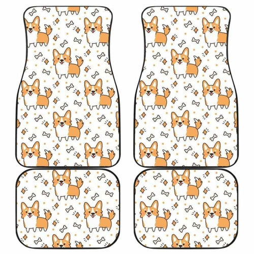 Cute Corgi Heart Star Bone Pattern Front And Back Car Mats
