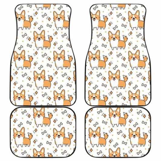 Cute Corgi Heart Star Bone Pattern Front And Back Car Mats
