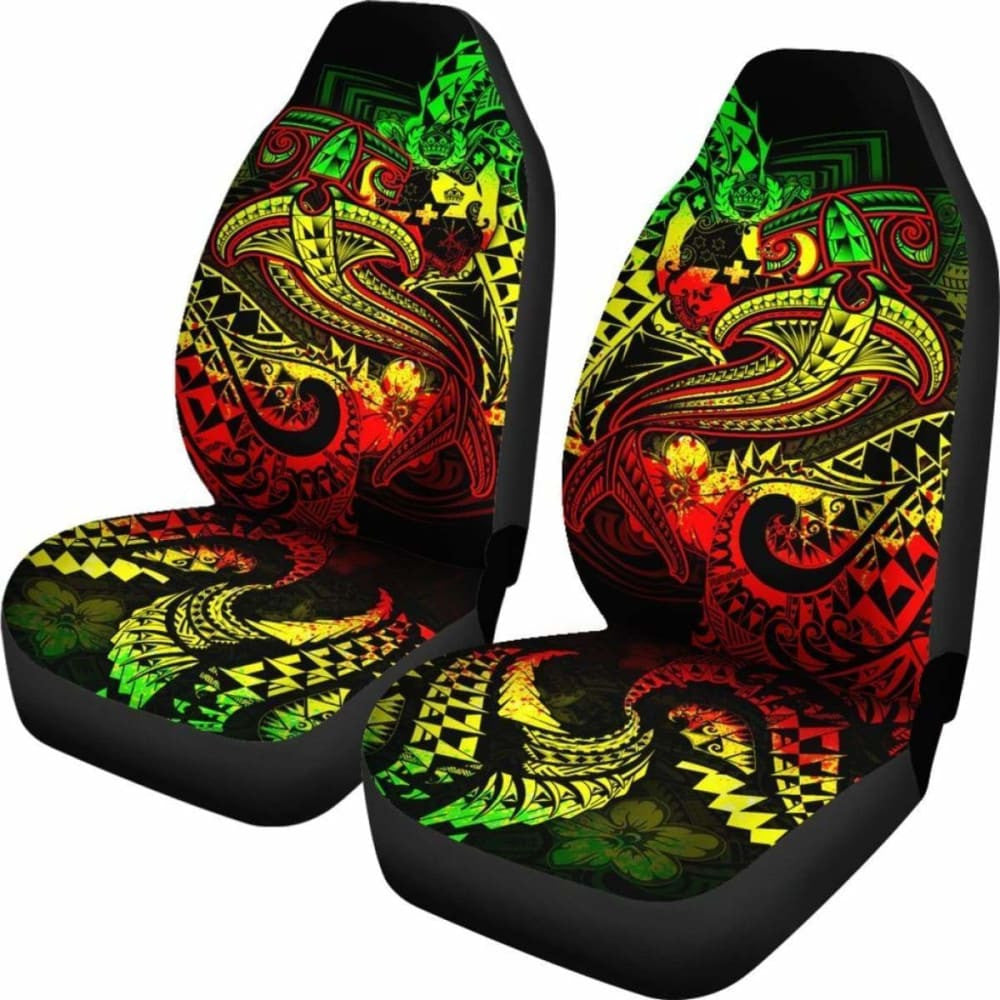 Tonga Car Seat Covers - Reggae Shark Polynesian Tattoo -