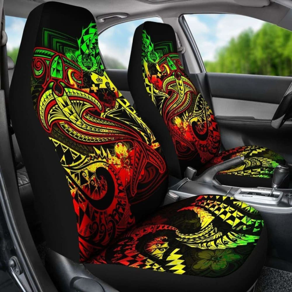 Tonga Car Seat Covers - Reggae Shark Polynesian Tattoo -