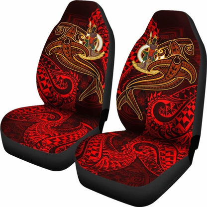 Vanuatu Polynesian Car Seat Covers  - Red Shark Polynesian Tattoo -