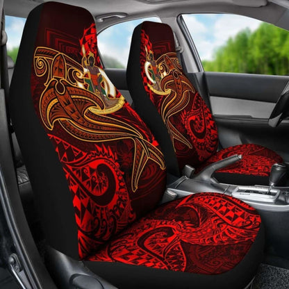 Vanuatu Polynesian Car Seat Covers  - Red Shark Polynesian Tattoo -