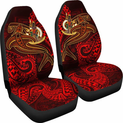 Vanuatu Polynesian Car Seat Covers  - Red Shark Polynesian Tattoo -