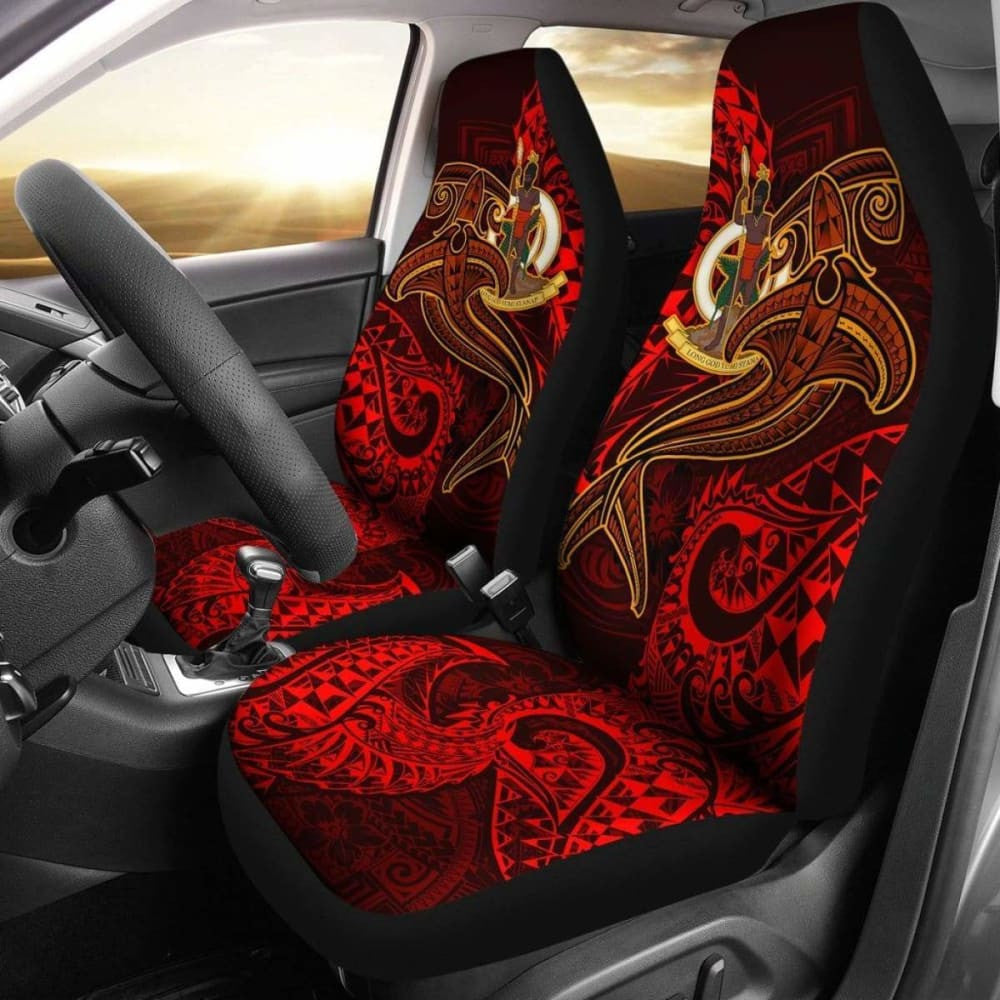 Vanuatu Polynesian Car Seat Covers  - Red Shark Polynesian Tattoo -