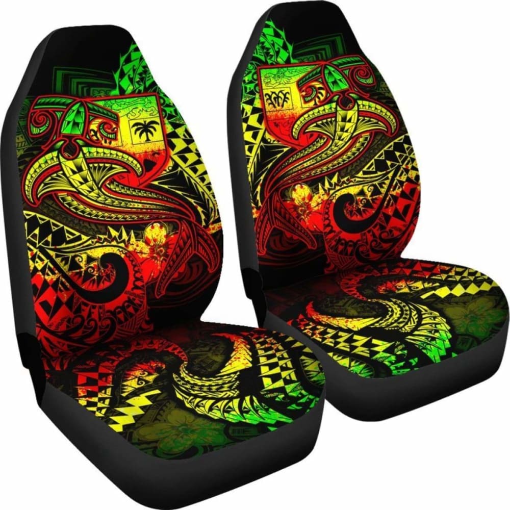 Fiji Car Seat Covers - Reggae Shark Polynesian Tattoo -