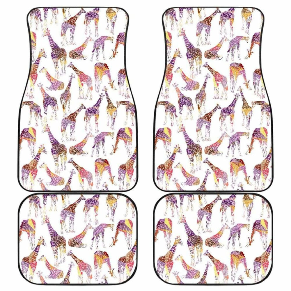 Giraffe Pattern Print Design  Front And Back Car Mats