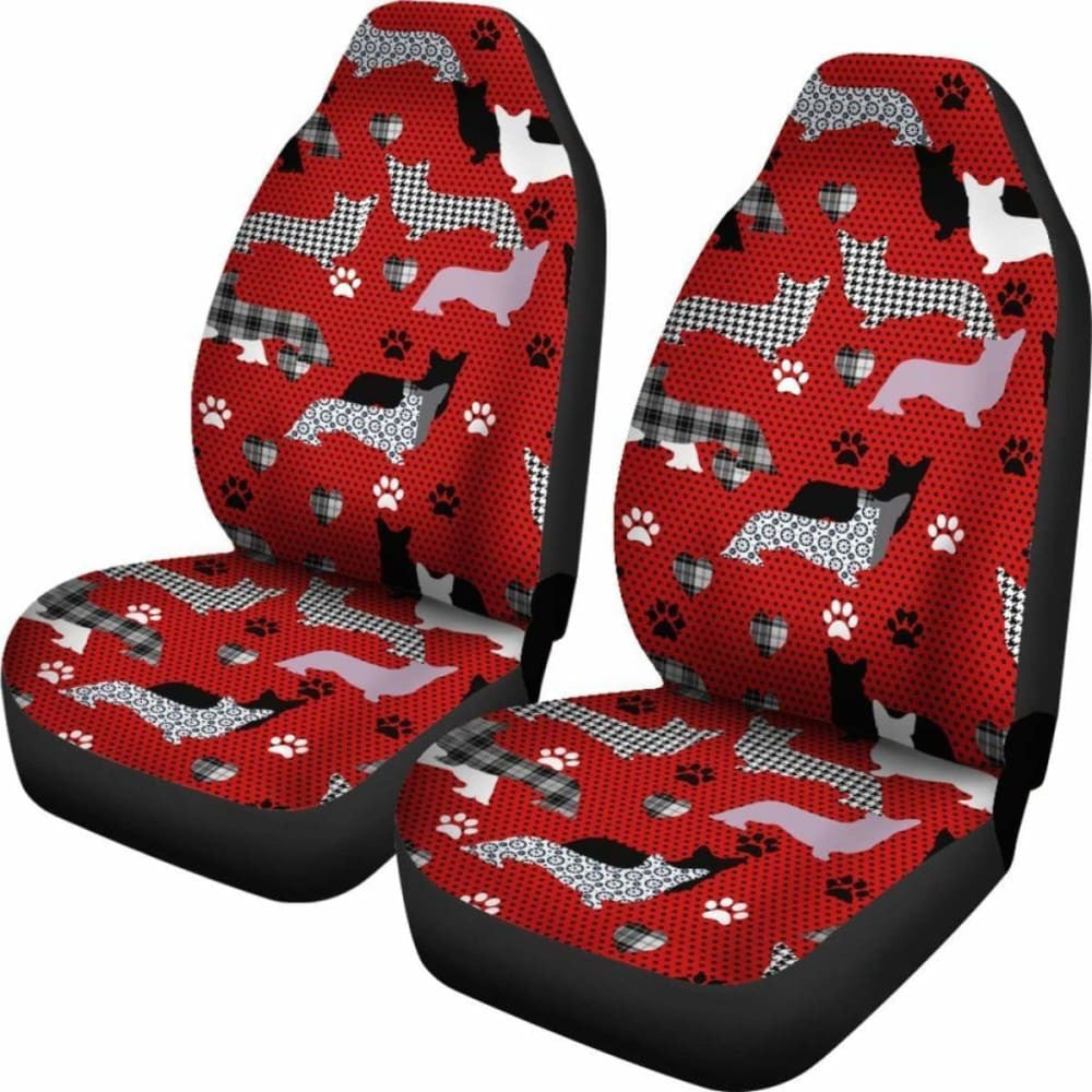 Corgi Patterns Red Car Seat Covers