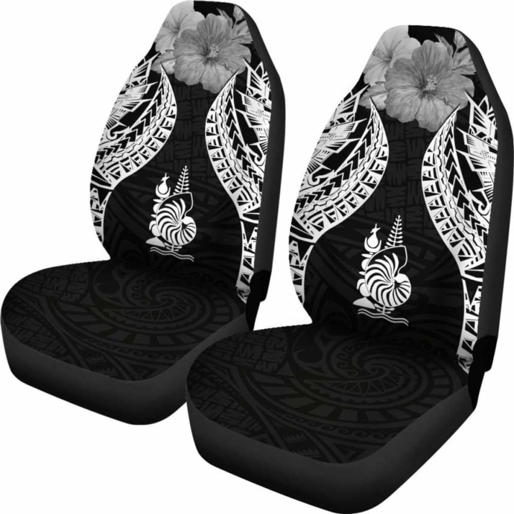 New Caledonia Polynesian Car Seat Covers Pride Seal And Hibiscus Black -