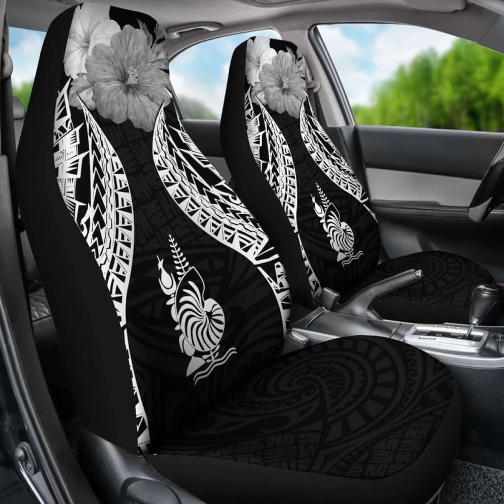 New Caledonia Polynesian Car Seat Covers Pride Seal And Hibiscus Black -