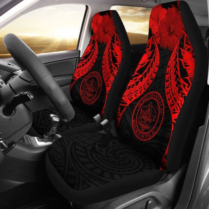Palau Polynesian Car Seat Covers Pride Seal And Hibiscus Red -