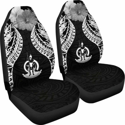 Vanuatu Polynesian Car Seat Covers Pride Seal And Hibiscus Black -