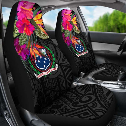 Samoa Car Seat Covers - Polynesian Hibiscus Pattern -