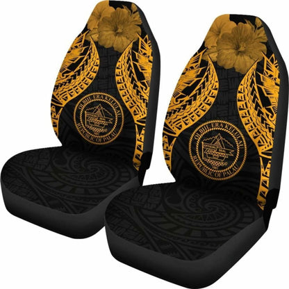 Palau Polynesian Car Seat Covers Pride Seal And Hibiscus Gold -
