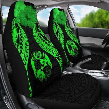 Tonga Polynesian Car Seat Covers Pride Seal And Hibiscus Green -