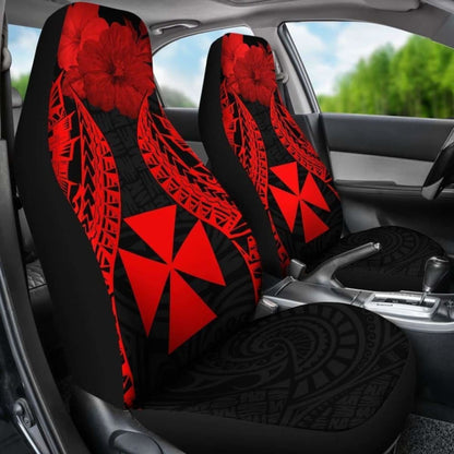 Wallis And Futuna Polynesian Car Seat Covers Pride Seal And Hibiscus Red -