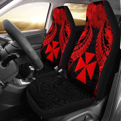 Wallis And Futuna Polynesian Car Seat Covers Pride Seal And Hibiscus Red -