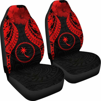 Chuuk Polynesian Car Seat Covers Pride Seal And Hibiscus Red -