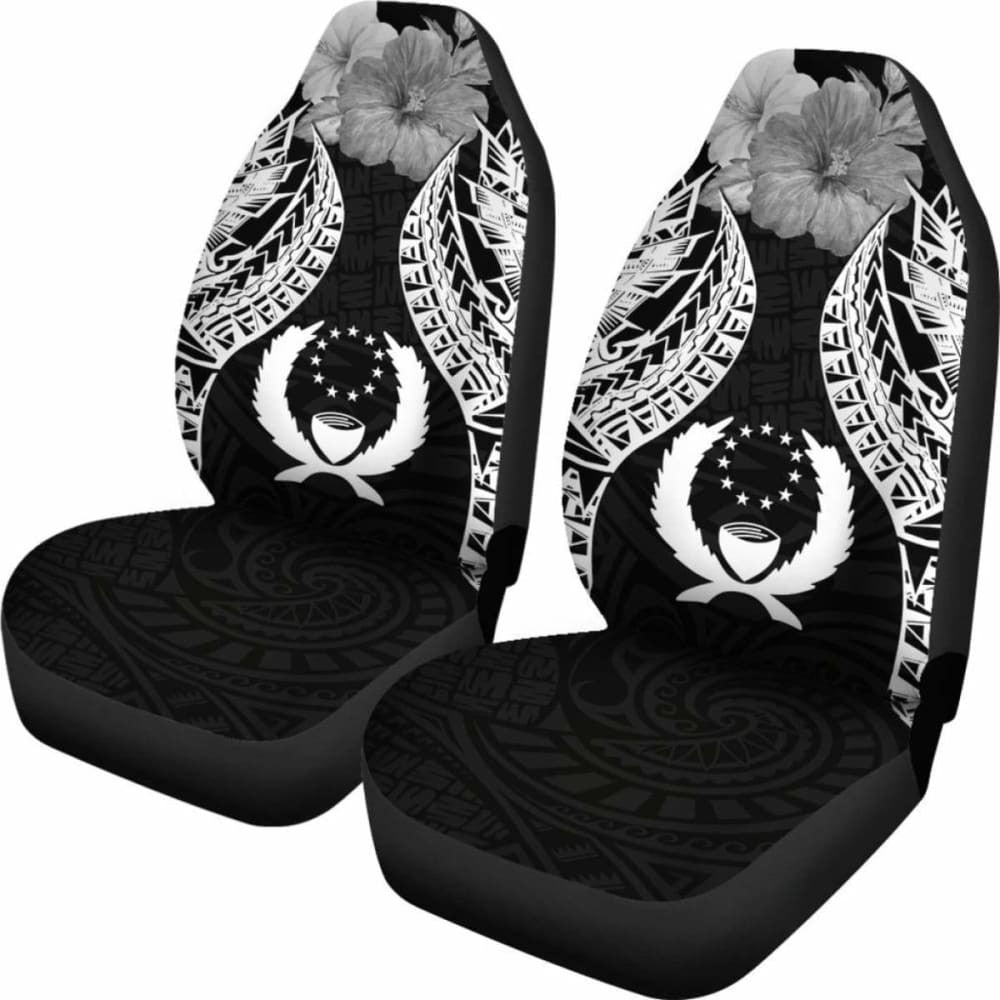 Pohnpei Polynesian Car Seat Covers Pride Seal And Hibiscus Black -
