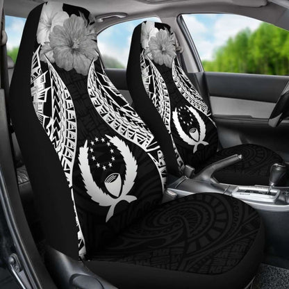 Pohnpei Polynesian Car Seat Covers Pride Seal And Hibiscus Black -