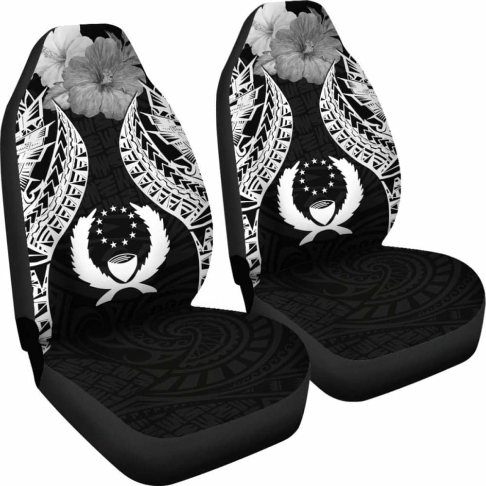 Pohnpei Polynesian Car Seat Covers Pride Seal And Hibiscus Black -