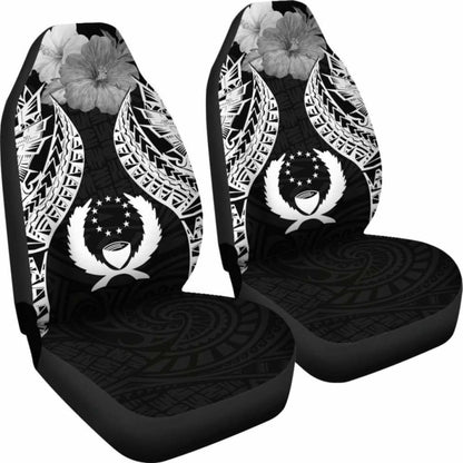 Pohnpei Polynesian Car Seat Covers Pride Seal And Hibiscus Black -