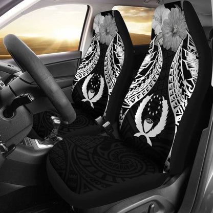 Pohnpei Polynesian Car Seat Covers Pride Seal And Hibiscus Black -