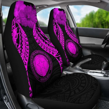 Northern Mariana Islands Polynesian Car Seat Covers Pride Seal And Hibiscus Pink -