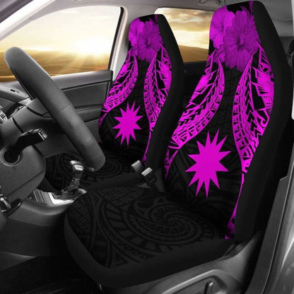 Nauru Polynesian Car Seat Covers Pride Seal And Hibiscus Pink -