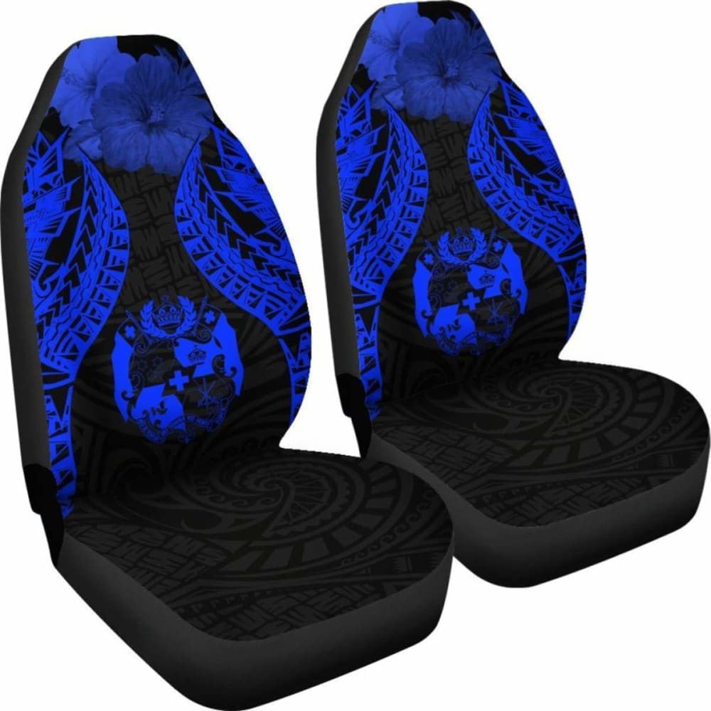 Tonga Polynesian Car Seat Covers Pride Seal And Hibiscus Blue -