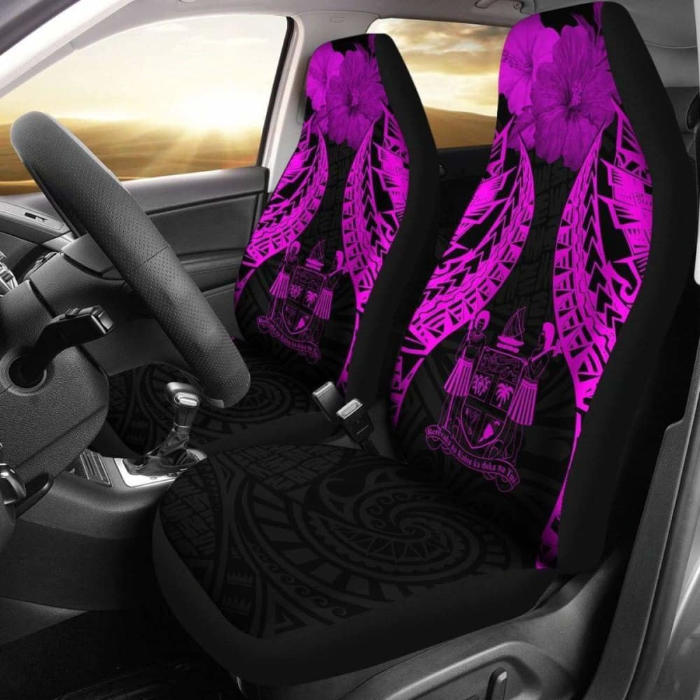 Fiji Polynesian Car Seat Covers Pride Seal And Hibiscus Pink -