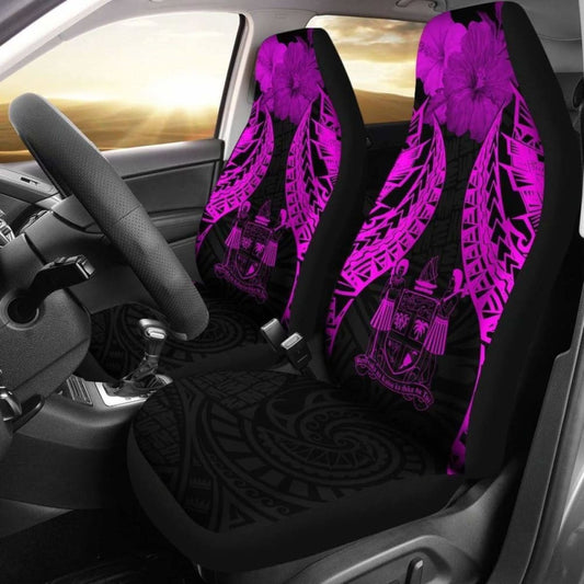Fiji Polynesian Car Seat Covers Pride Seal And Hibiscus Pink -