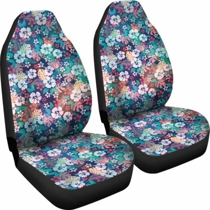 Colorful Rainbow Hibiscus Hawaiian Tropical Flower Car Seat Covers